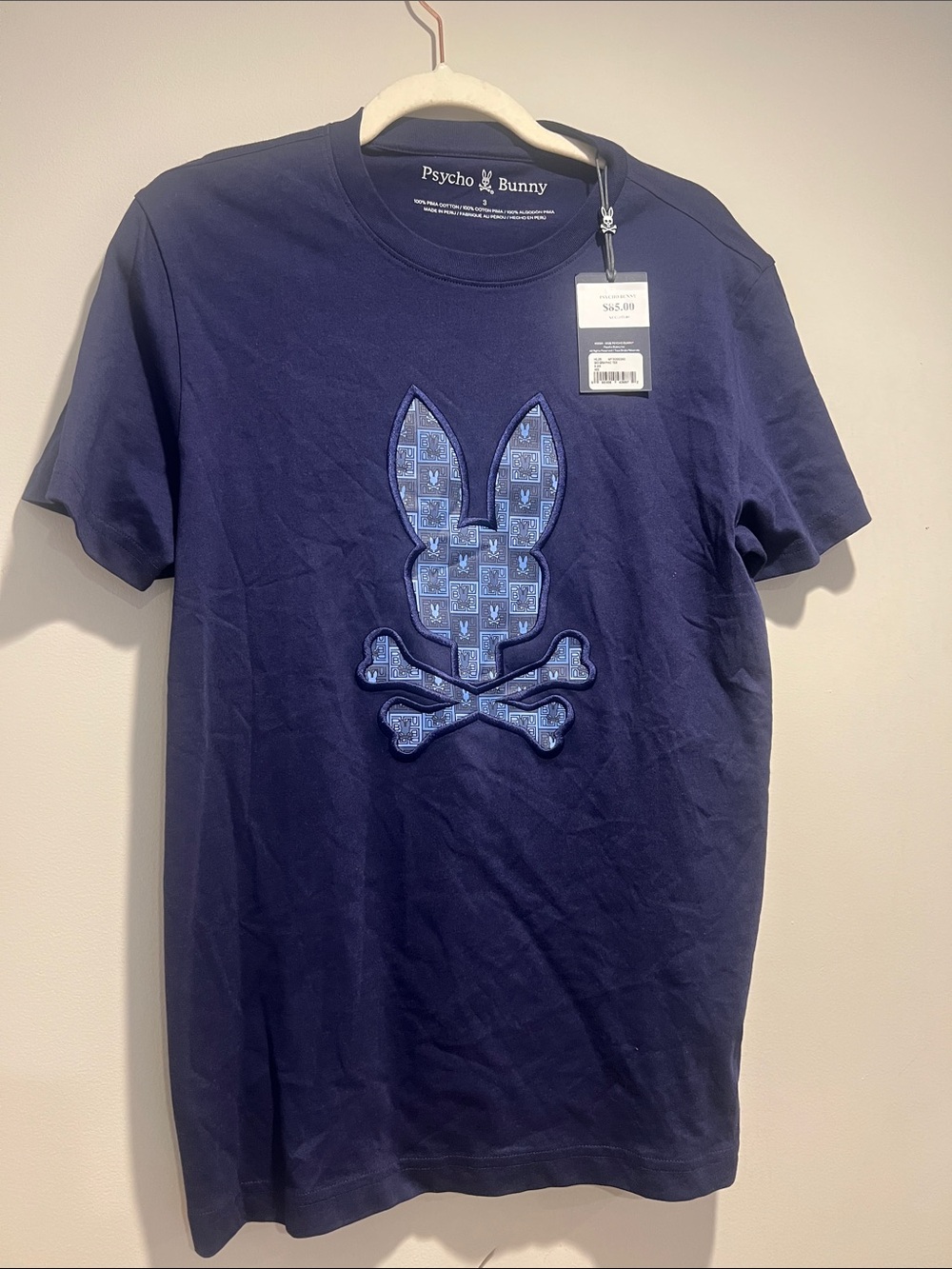Psycho Bunny Navy Short-Sleeve Tee with Appliqué Logo